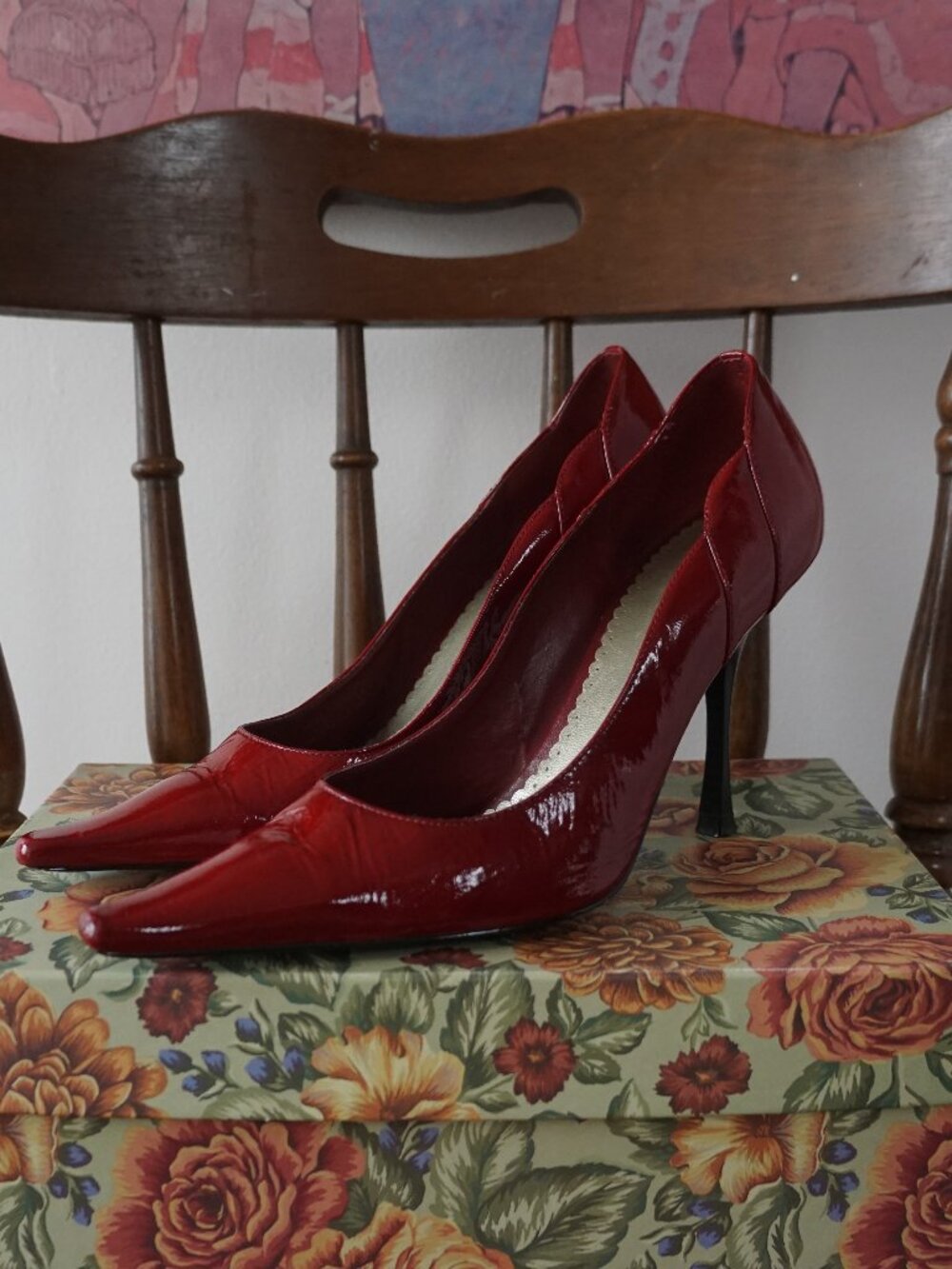BCBGirls Red Genuine Leather Pointed Toe Pumps